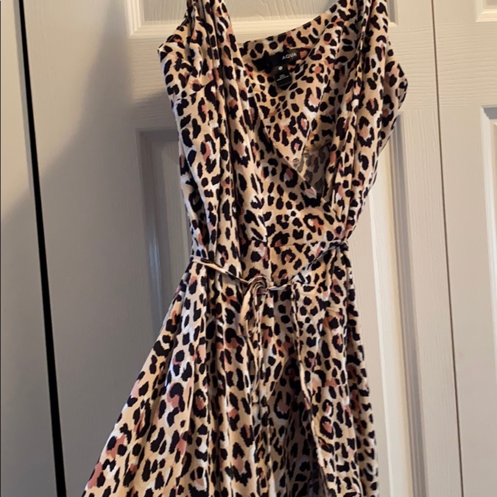 Aqua Leopard Wrap Dress